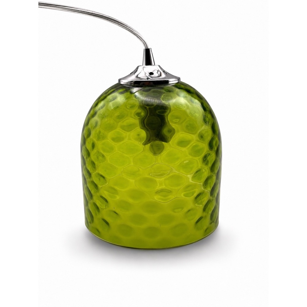 Halo Track Pendant Light Green Hammered Glass Dome Shade Vintage MCM Style